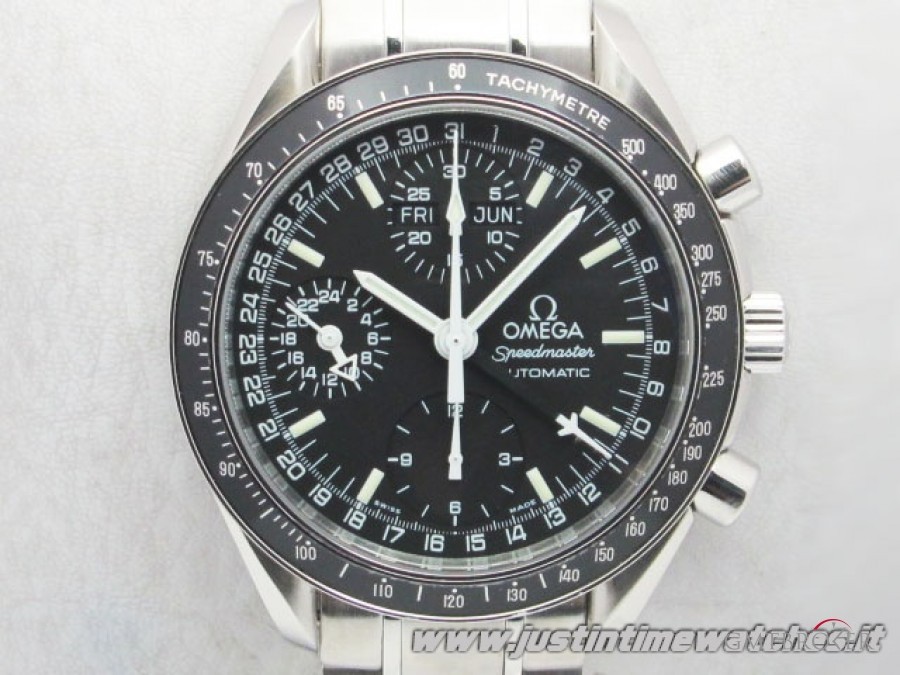 18699) Omega 35205000 Speedmaster Day Date Black Dial SS / SS