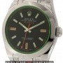 Rolex Stainless Steel Black Dial Green Crystal 40mm