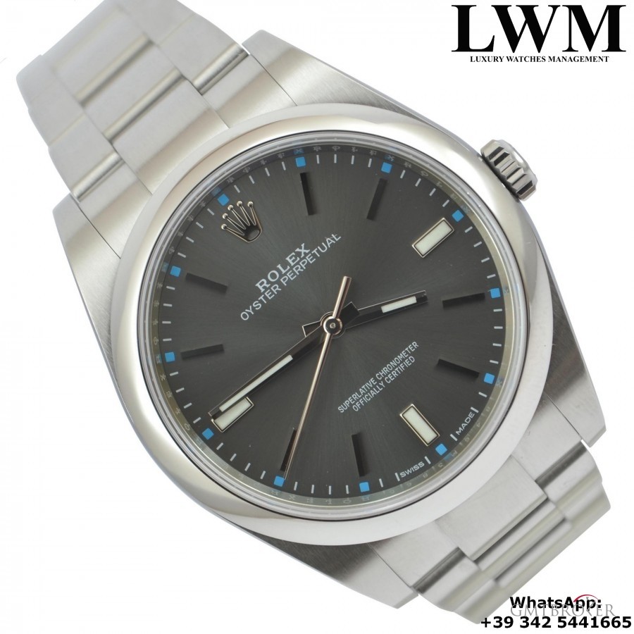 rolex oyster perpetual dark rhodium dial